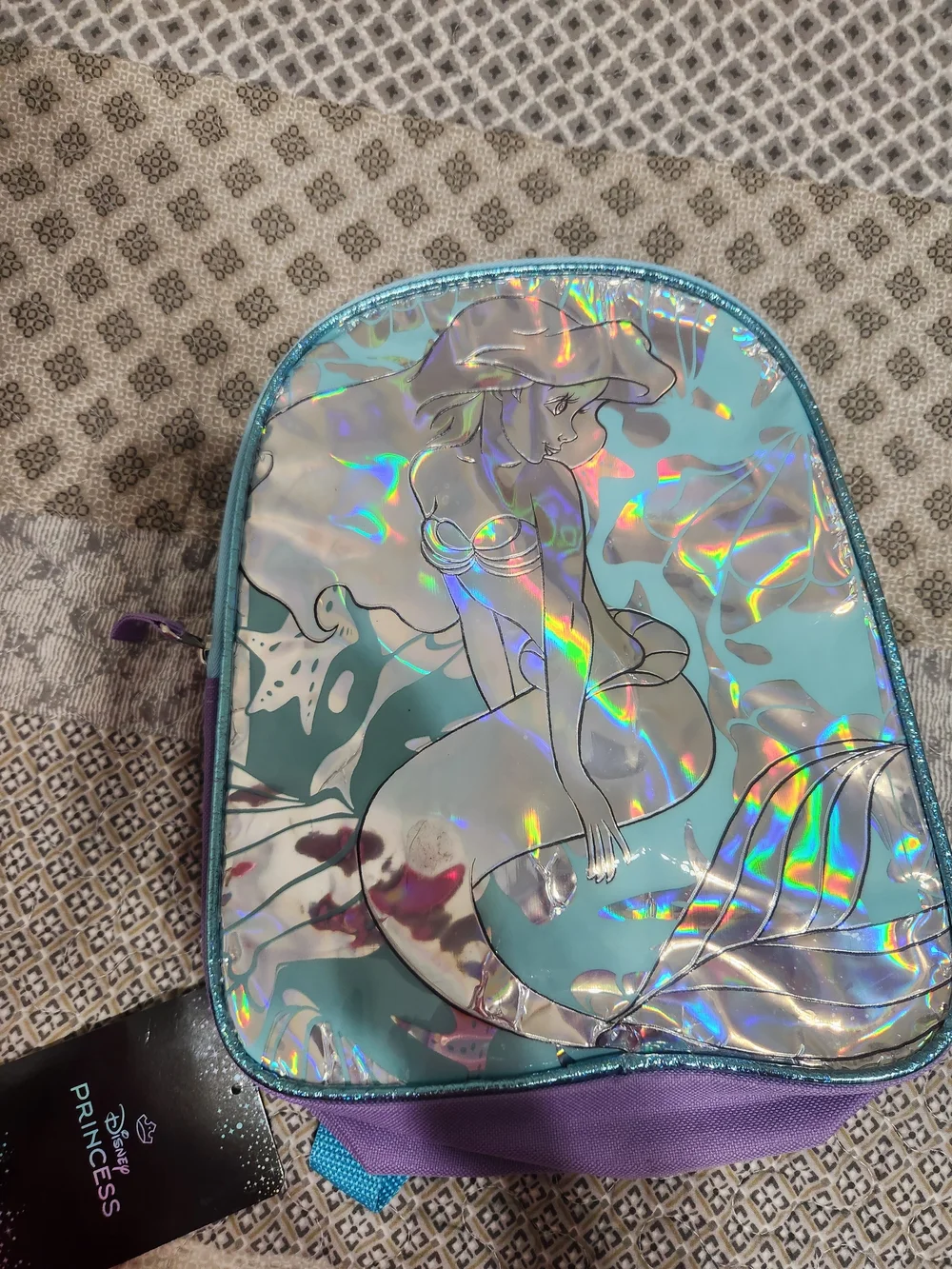 Disney Holographic Teal & Purple Ariel Girls Backpack
